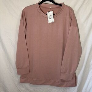 NWT La Mode Pink Lightweight Long Sleeve Women's Top Comfy Size XL